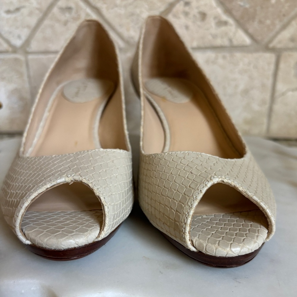Cole Haan Snakeskin Open Toe Nike Air Cream Kitten Heels 6 - Picture 10 of 15